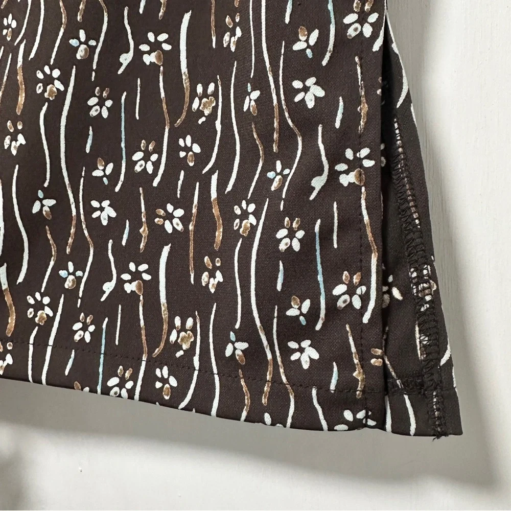 Vintage 90s Axcess Chocolate Brown Floral Midi Skirt Women’s Size Medium Boho - Picture 15 of 16